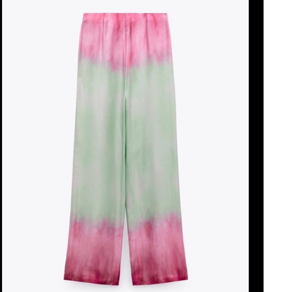 Zara satin effect tie dye wide leg wrap pants, premium quality - Picture 8 of 13